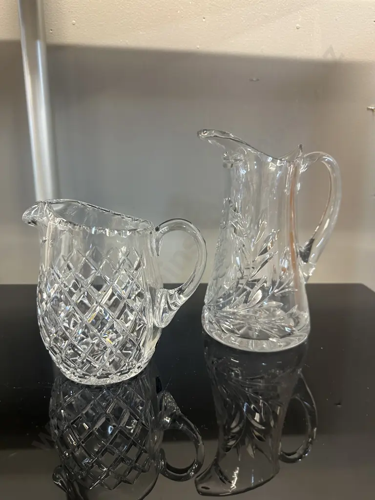 Vintage Crystal Pitcher & Diamond Crystal Water Jug Image 1++