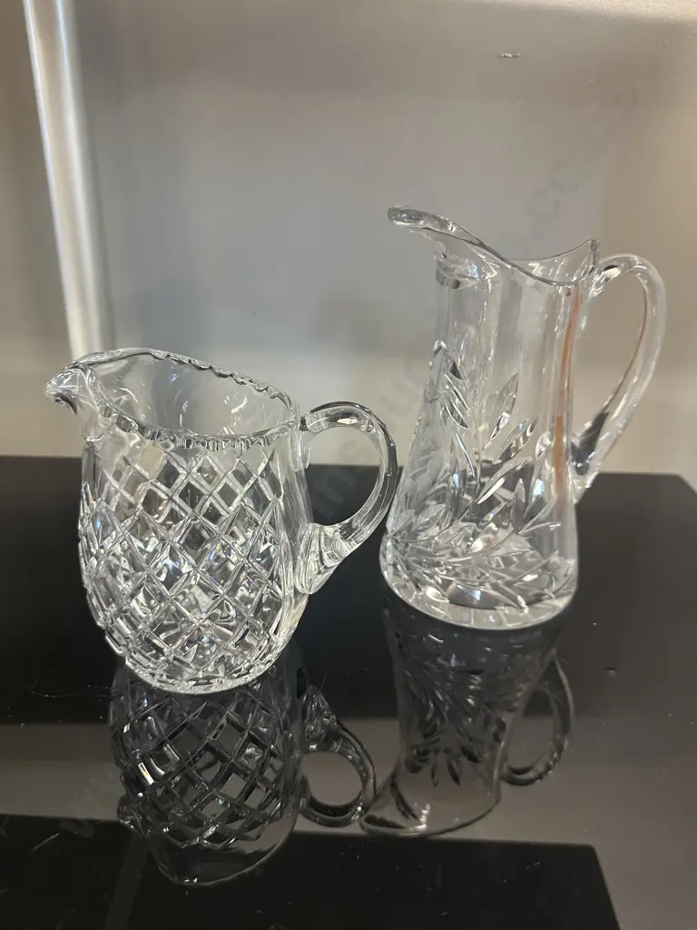 Vintage Crystal Pitcher & Diamond Crystal Water Jug Image 1++