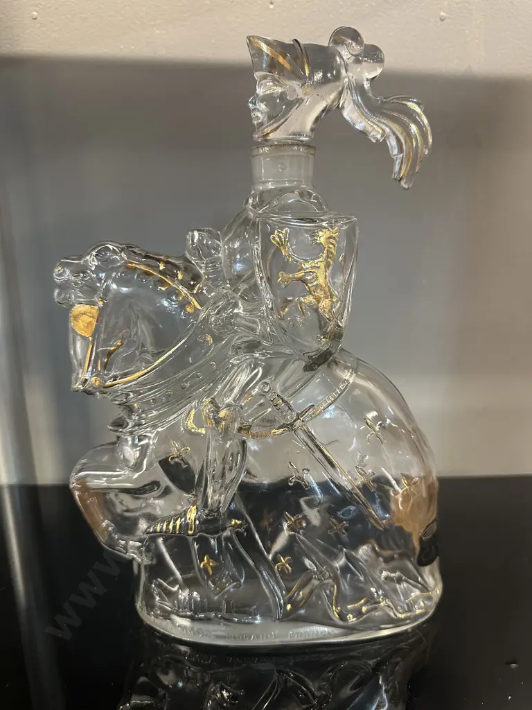 Vintage Castagnon Knight On Horse Glass Decanter Originally Used For Armagnac Brandy H28cm. Image 1++