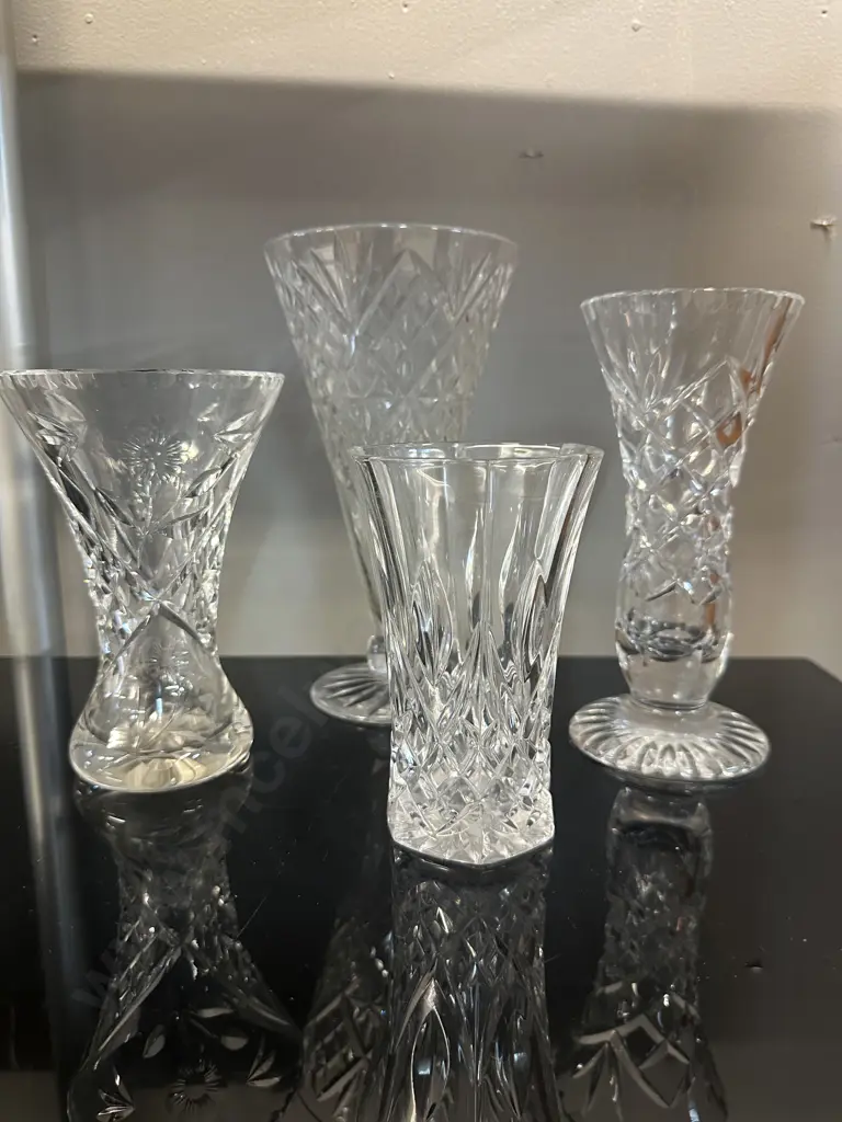 Selection Of Vintage Crystal Vases Including Diamond Image 1++