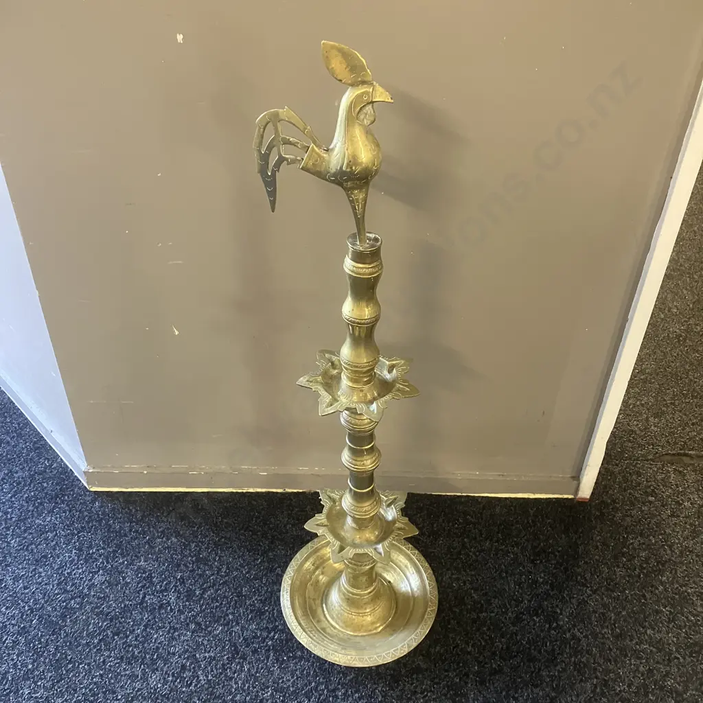 Handmade 92cm Tall Brass Annapakshi Kuthu Vilakku - Traditional Oil Lamp Image 1++