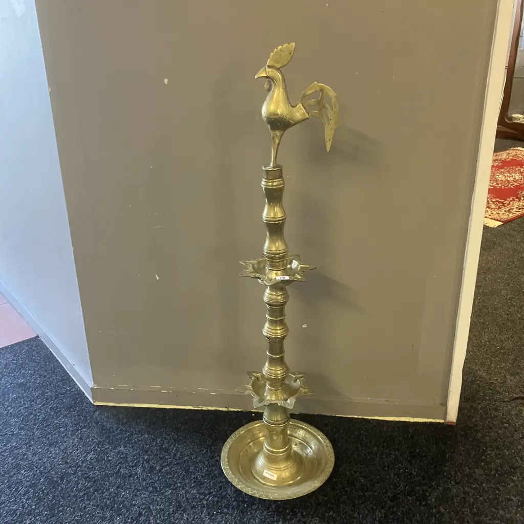Handmade 92cm Tall Brass Annapakshi Kuthu Vilakku - Traditional Oil Lamp Image 1++