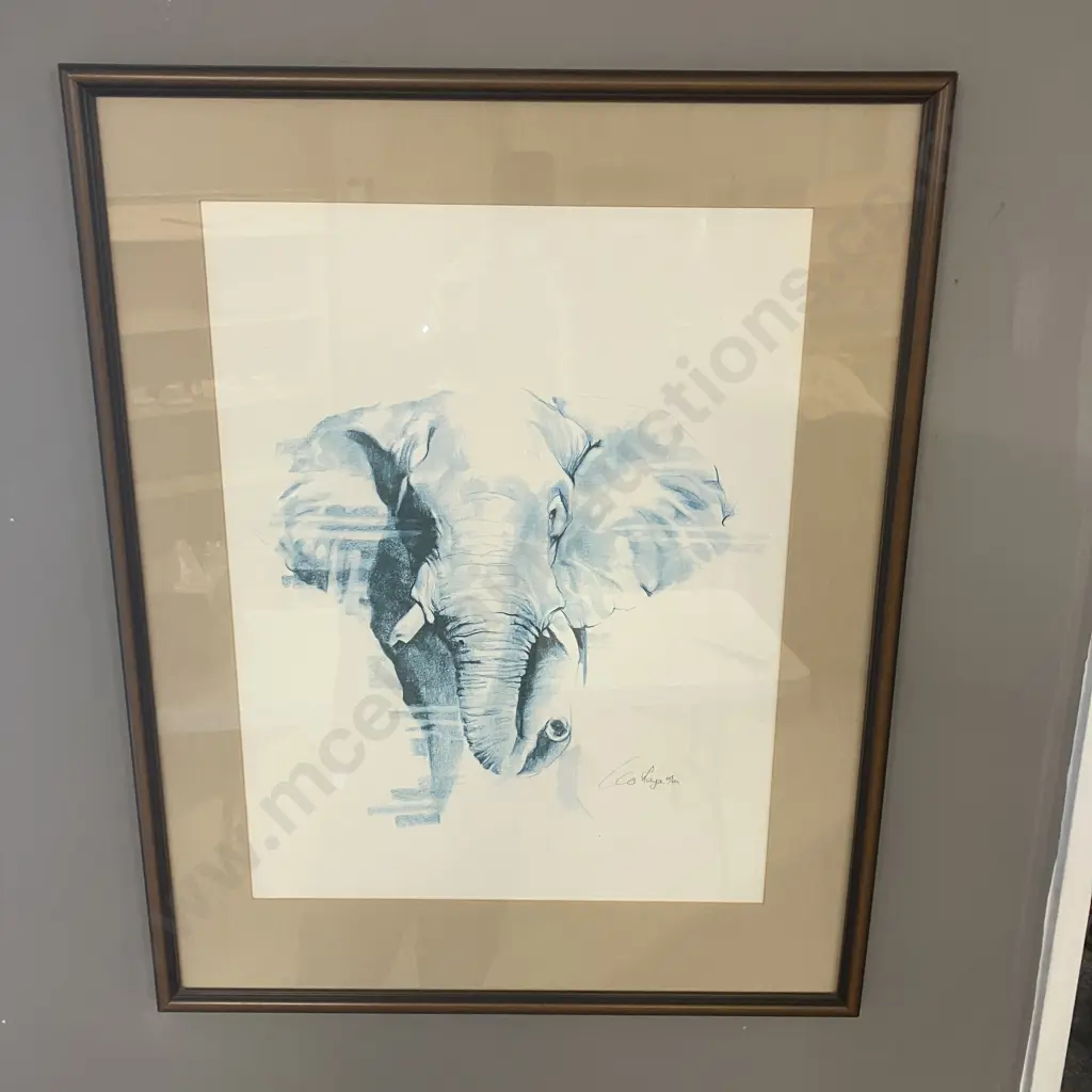 Leo Meyer Signed & Numbered Elephant Art Print - 448 / 850. 74 x 59cm Image 1++