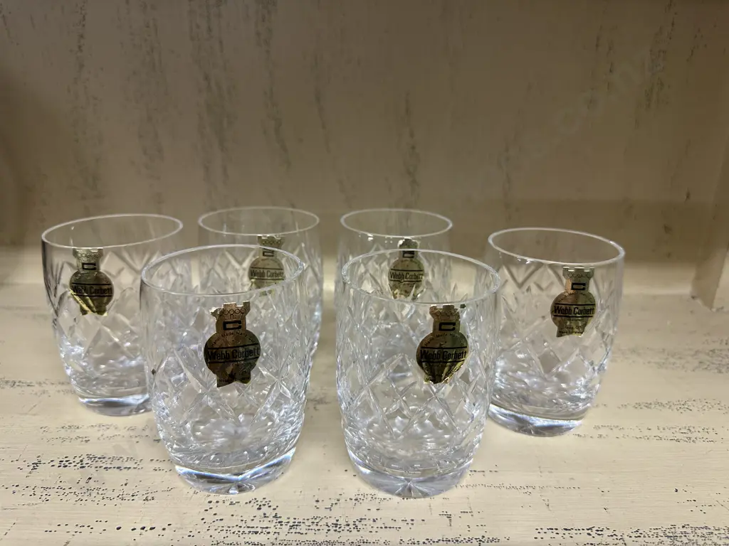 Set Of Six Webb Corbett Crystal Tumblers With Glass Cut Crystal Pattern Image 1++