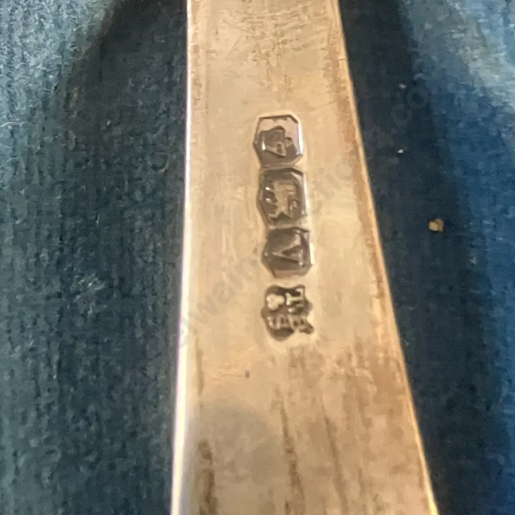 Set of 6 Sterling Silver Grapefruit Spoons, Hallmarked Sheffield 1923, Thomas Bradbury & Sons Image 1++