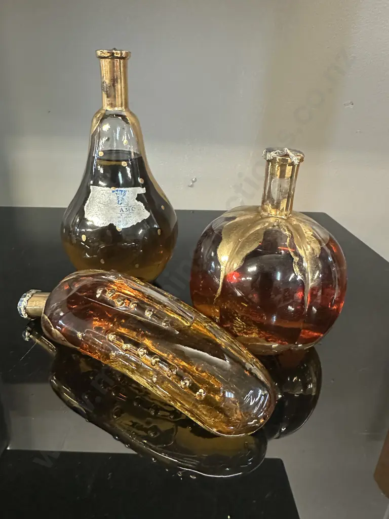 Art Glass Decorative Fruit Shaped Bottles x3 Image 1++