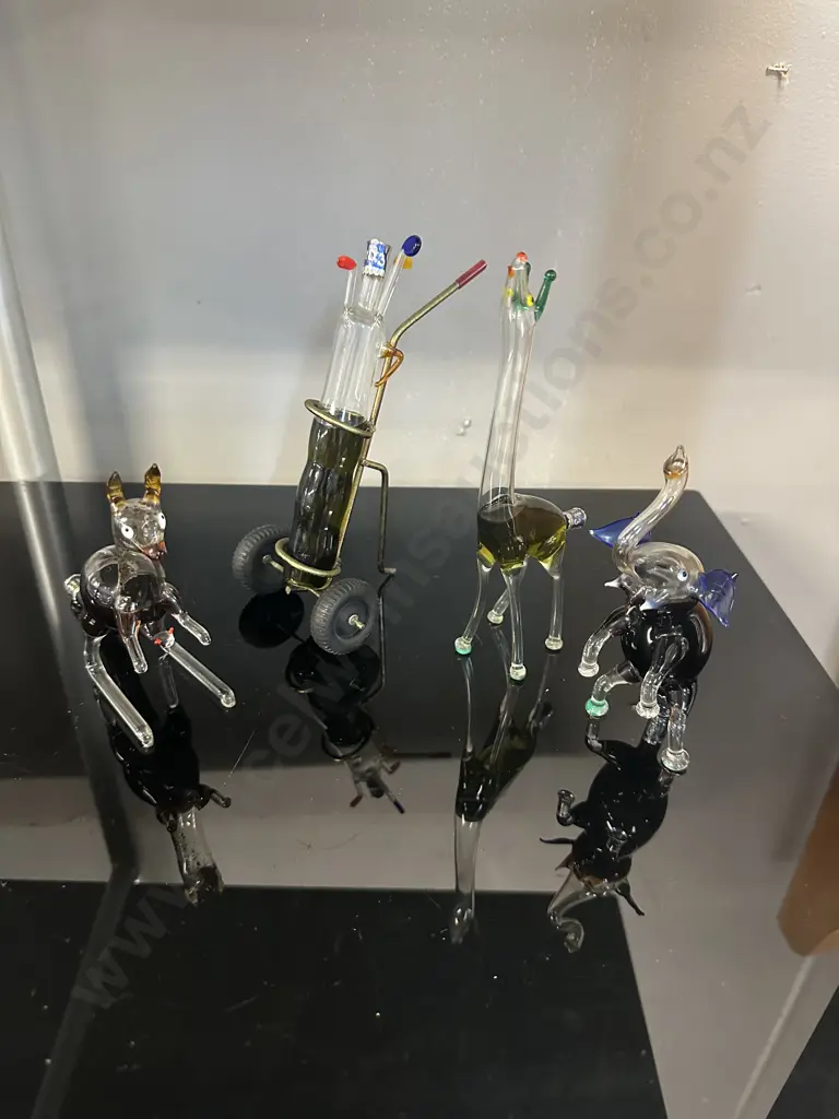 Vintage Handblown Murano Glass Animal Figurines & Golfbag Image 1++