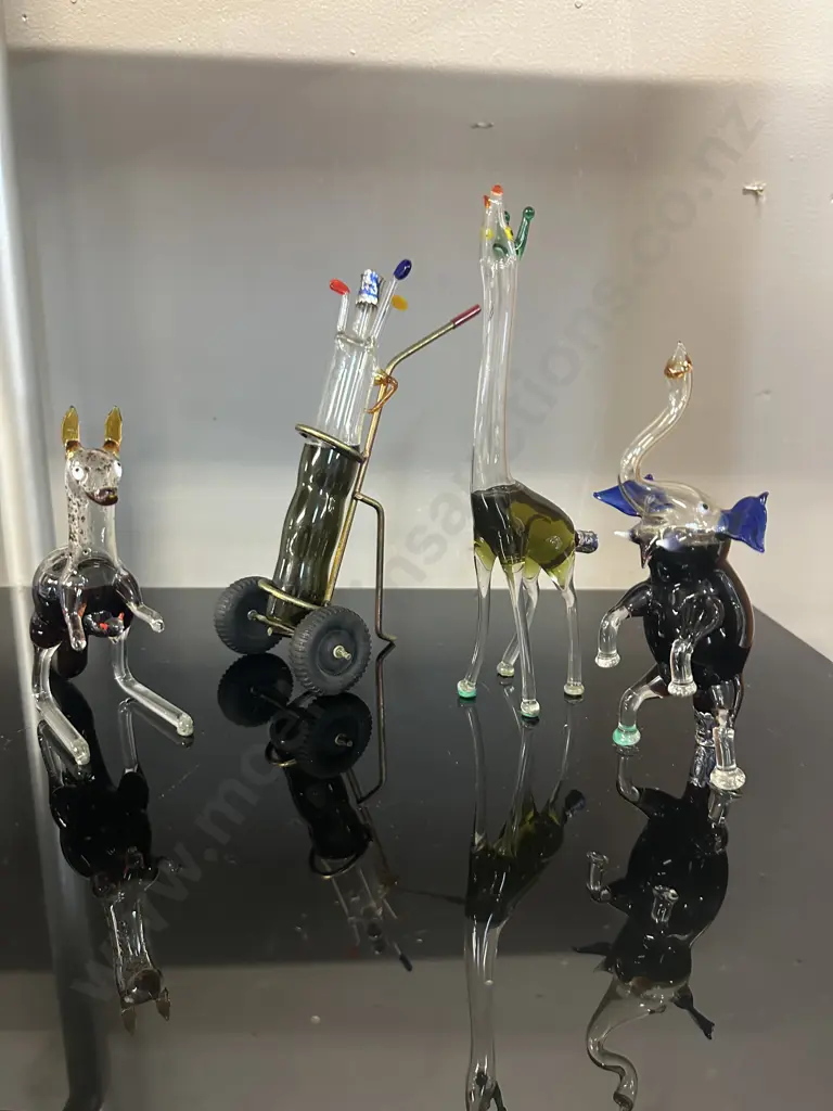 Vintage Handblown Murano Glass Animal Figurines & Golfbag Image 1++