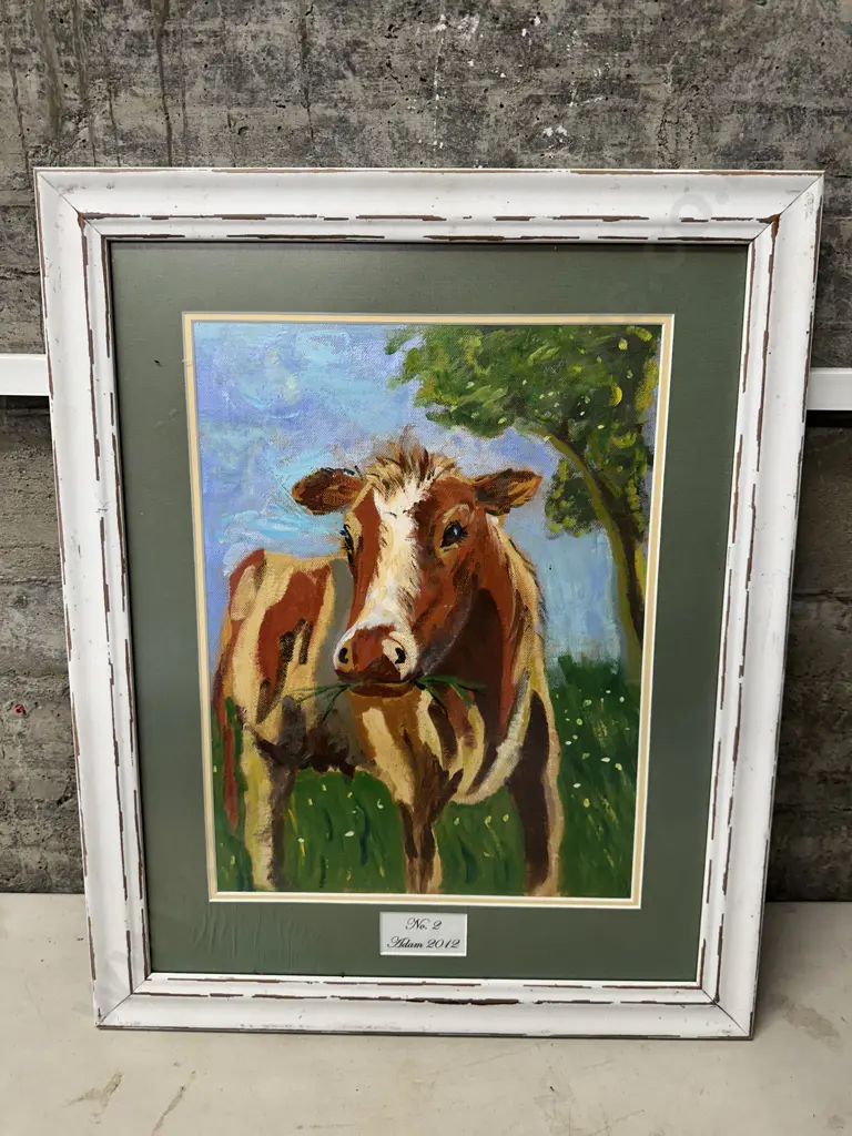 Framed Artwork Cow No 2 2012 H60,W49cm. Image 1++