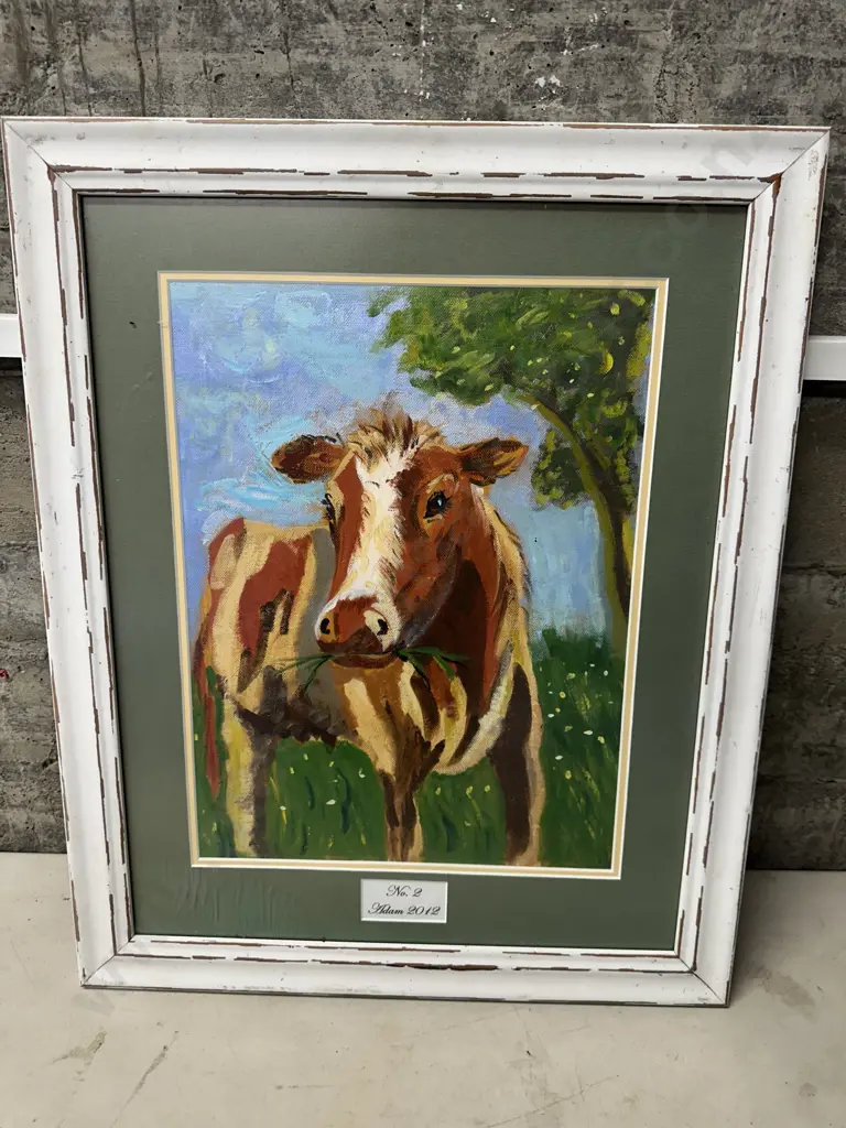 Framed Artwork Cow No 2 2012 H60,W49cm. Image 1++