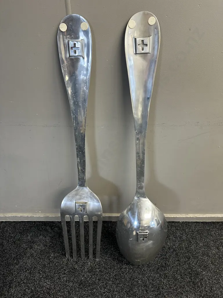 Large Scale Wall Sculpture Of Fork & Spoon H119cm. Image 1++