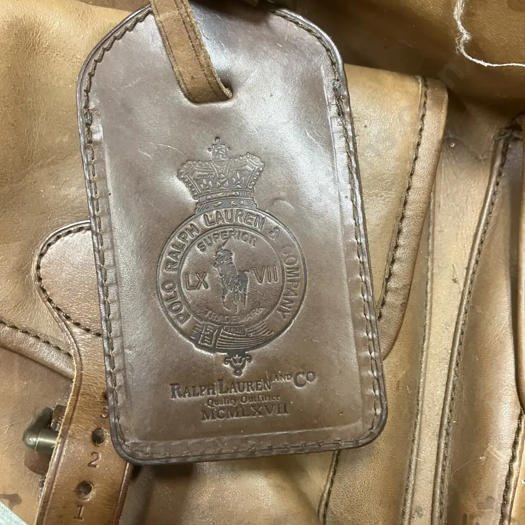 Vintage Polo Ralph Lauren Mens Brown Leather Satchel Messenger Bag Image 1++