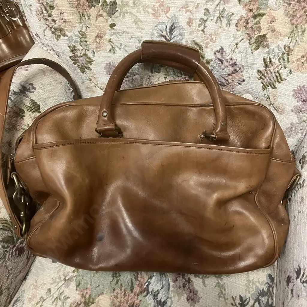 Vintage Polo Ralph Lauren Mens Brown Leather Satchel Messenger Bag Image 1++