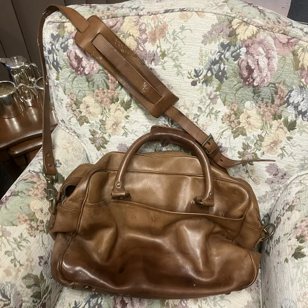 Vintage Polo Ralph Lauren Mens Brown Leather Satchel Messenger Bag Image 1++