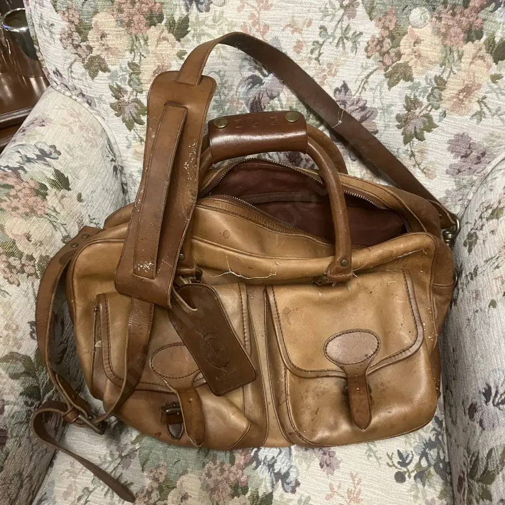 Vintage Polo Ralph Lauren Mens Brown Leather Satchel Messenger Bag Image 1++