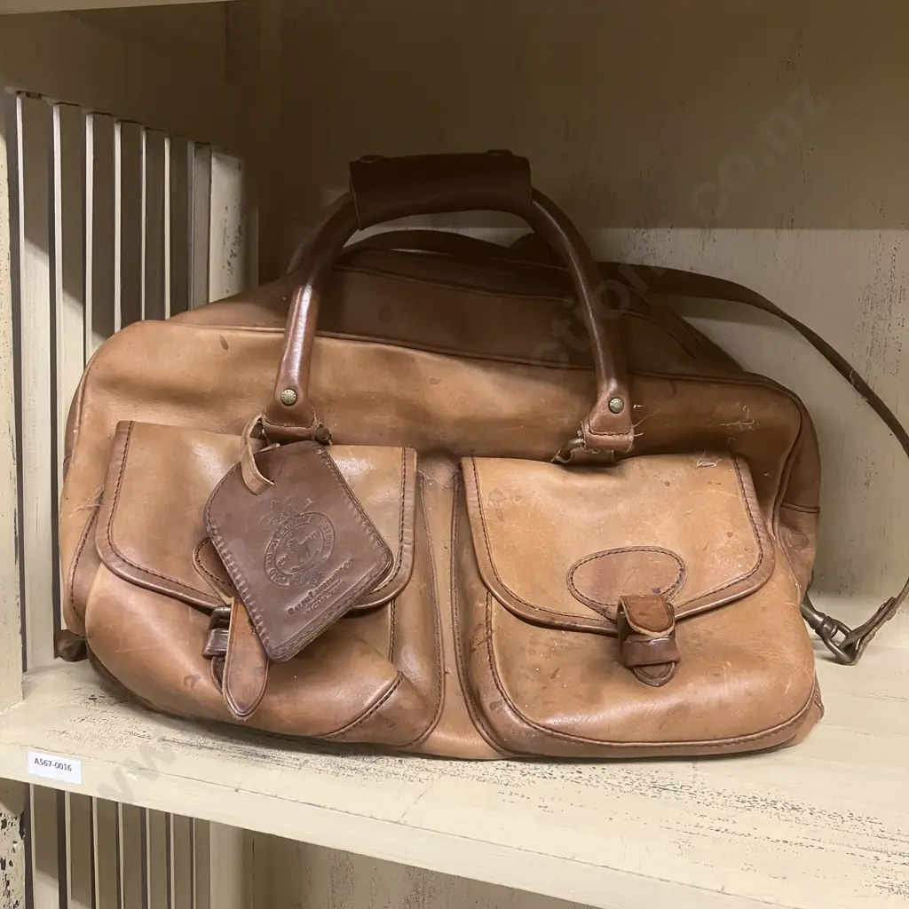 Vintage Polo Ralph Lauren Mens Brown Leather Satchel Messenger Bag Image 1++