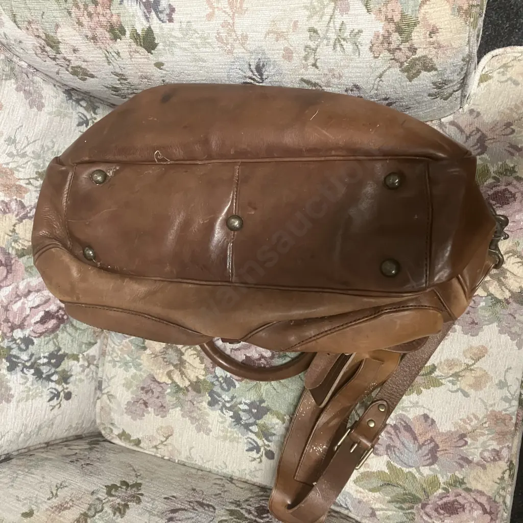 Vintage Polo Ralph Lauren Mens Brown Leather Satchel Messenger Bag Image 1++