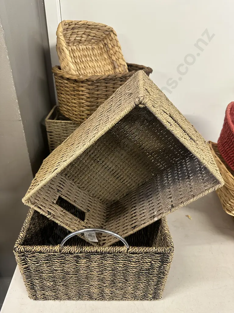 Assorted Storage Baskets Including Hyacinth  Image 1++