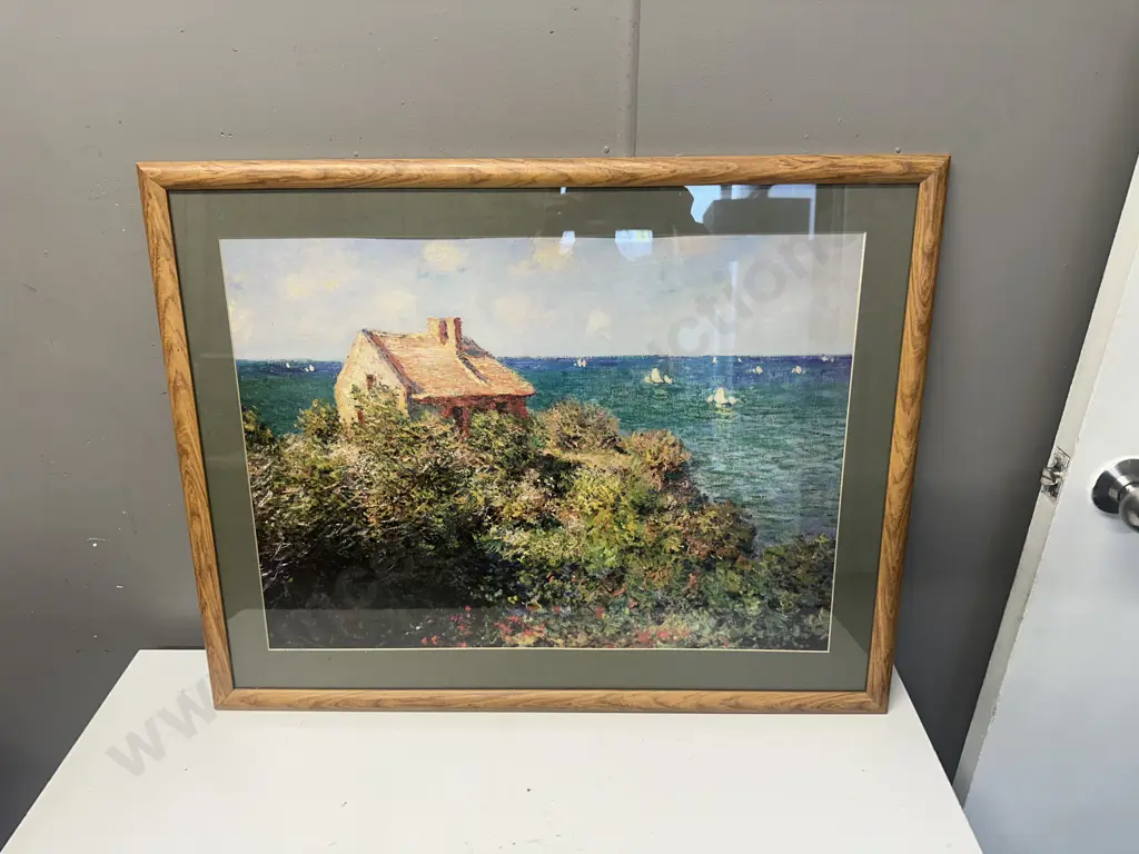 Framed Print Claude Monet 'The Coast Guards Cottage' At Pourville 1882H64,W82cm. Image 1++