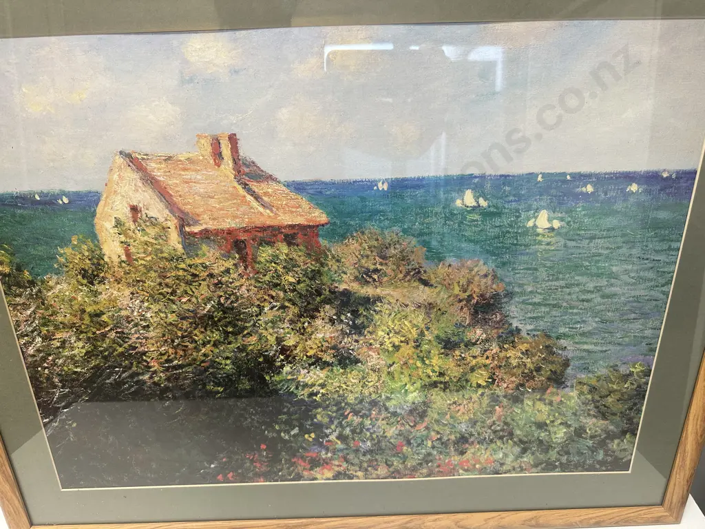 Framed Print Claude Monet 'The Coast Guards Cottage' At Pourville 1882H64,W82cm. Image 1++
