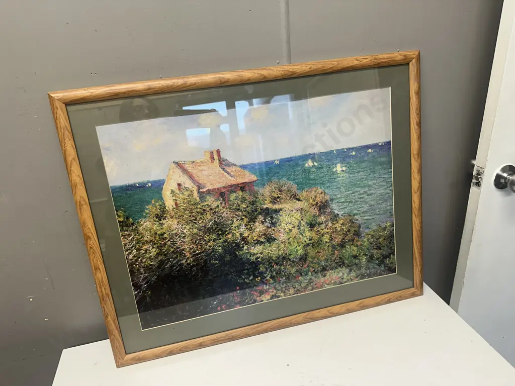 Framed Print Claude Monet 'The Coast Guards Cottage' At Pourville 1882H64,W82cm. Image 1++