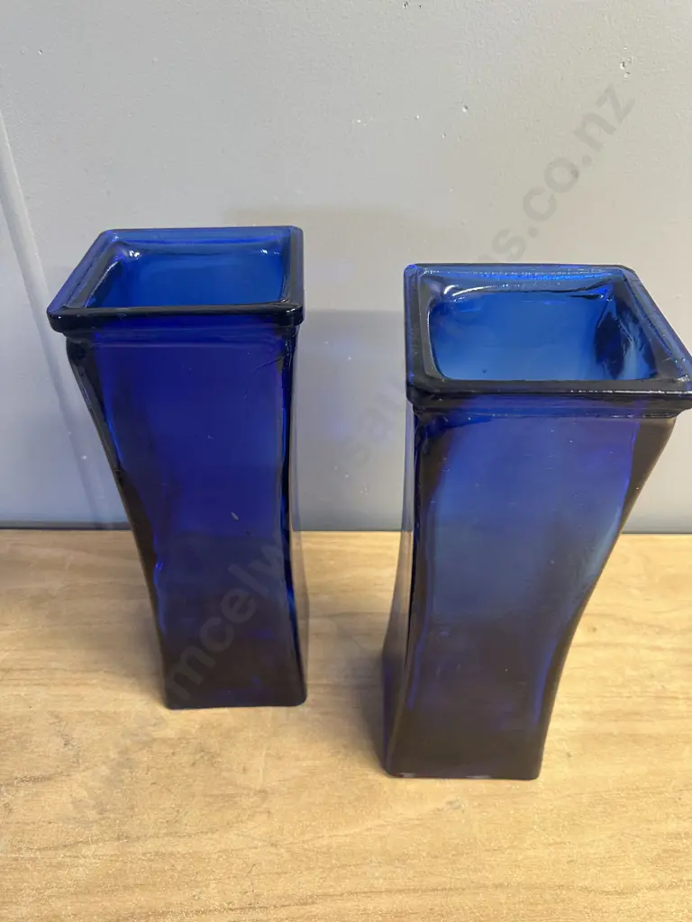 Vintage Cobalt Blue Glass Vases H35cm. Image 1++