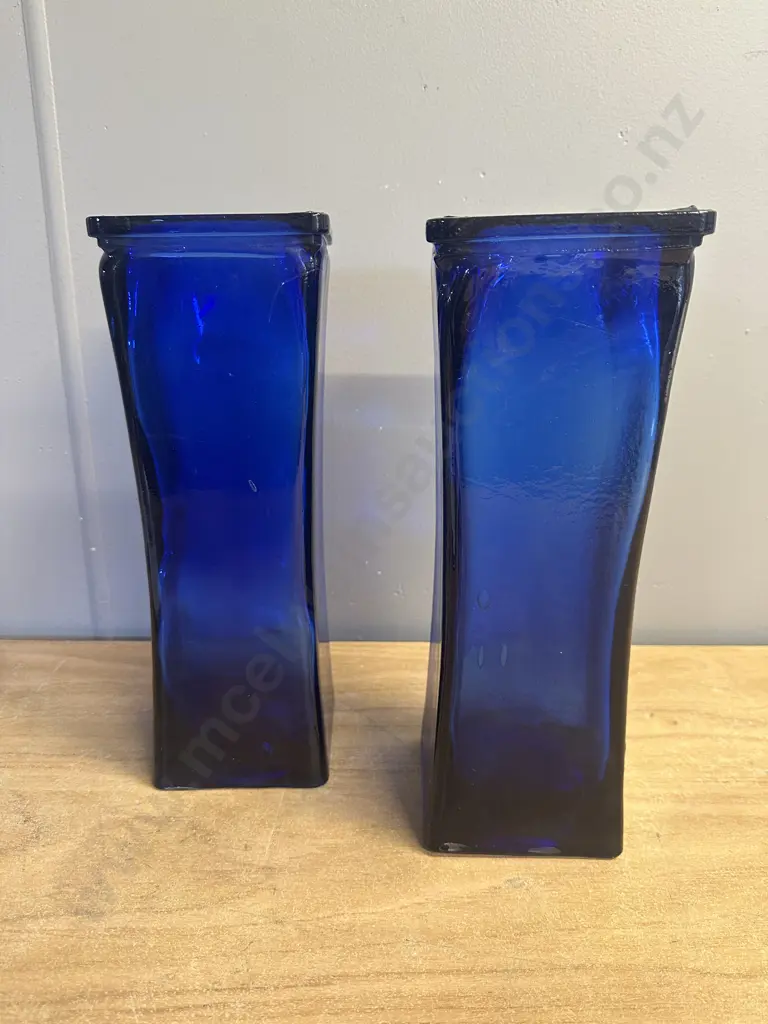 Vintage Cobalt Blue Glass Vases H35cm. Image 1++