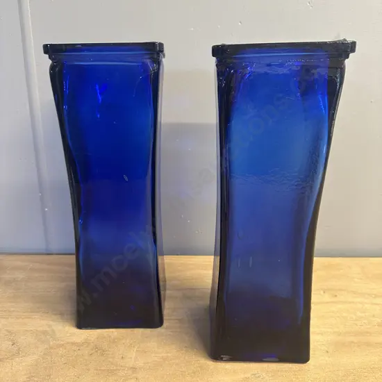 Vintage Cobalt Blue Glass Vases H35cm.