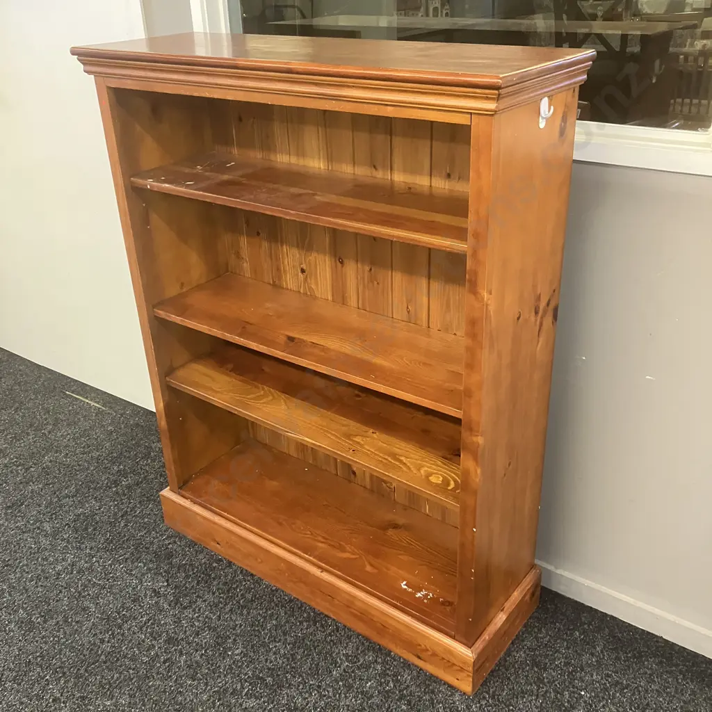 Pine 3 Shelf  Bookcase, Tongue & Groove Back. H120 W95 D32cm Image 1++