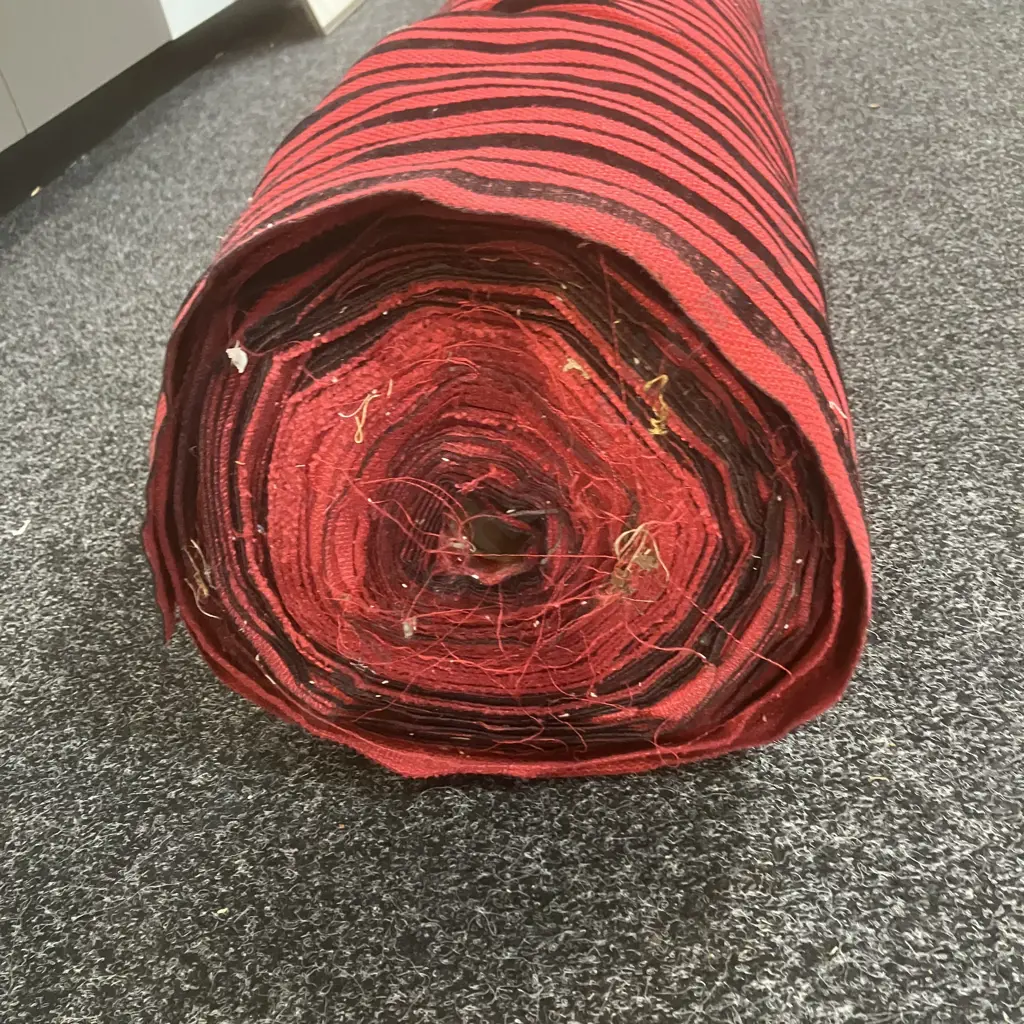 Mid Century Red & Black Stripe Upholstery or Drapes - 42 Metres Image 1++