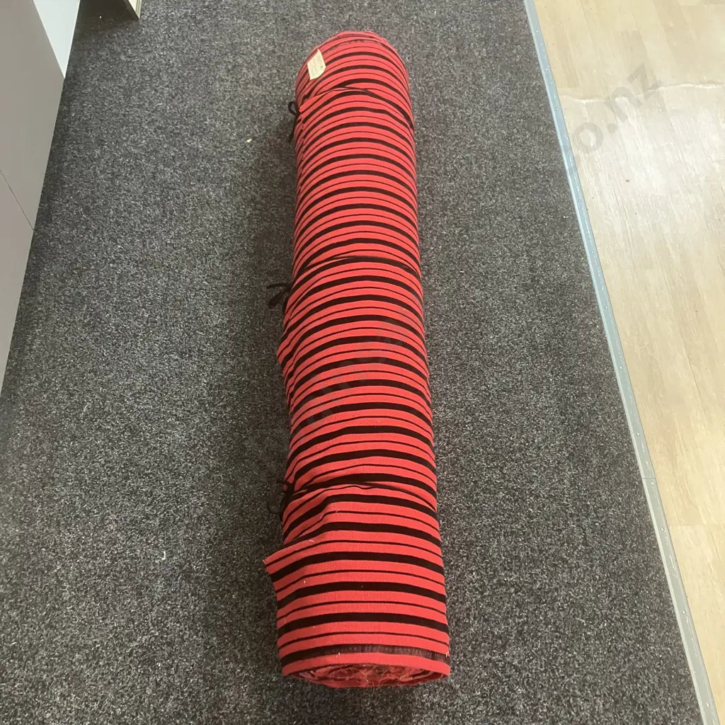 Mid Century Red & Black Stripe Upholstery or Drapes - 42 Metres Image 1++