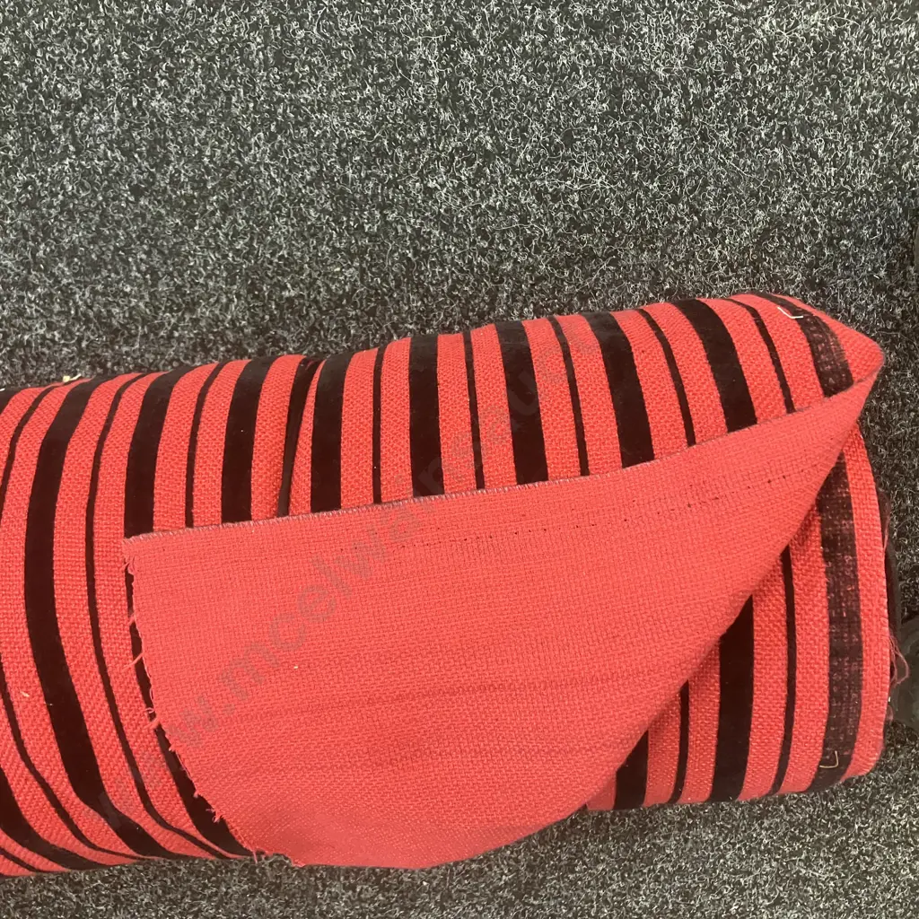 Mid Century Red & Black Stripe Upholstery or Drapes - 42 Metres Image 1++