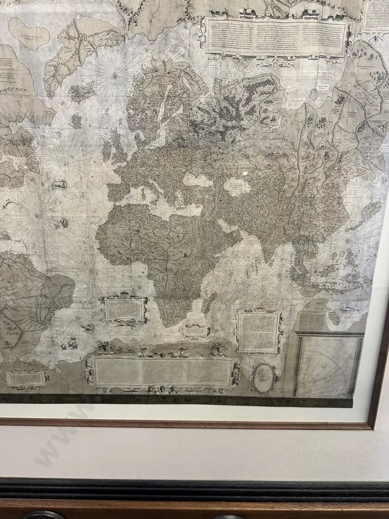 Large Framed Print Of Old Style Map With Historical Cartograhic Details  NOVA ET AVCTA ORBIS TERRAE DES CRIPTIO AD VSVM  Image 1++