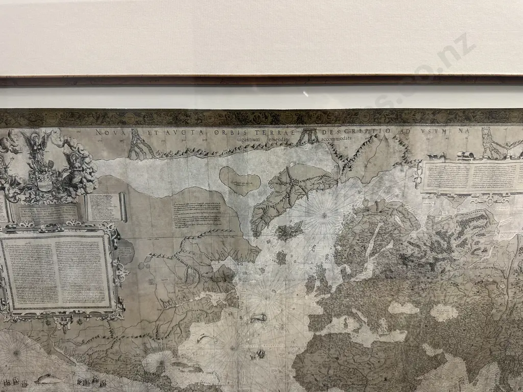 Large Framed Print Of Old Style Map With Historical Cartograhic Details  NOVA ET AVCTA ORBIS TERRAE DES CRIPTIO AD VSVM  Image 1++