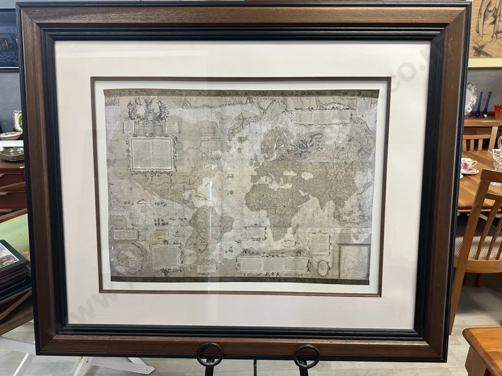 Large Framed Print Of Old Style Map With Historical Cartograhic Details  NOVA ET AVCTA ORBIS TERRAE DES CRIPTIO AD VSVM  Image 1++