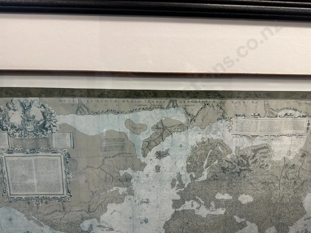 Large Framed Print Of Old Style Map With Historical Cartographic Details NOVA ET AVCTA ORBIS TERRAE DES CRIPTIO AD VSVM Image 1++