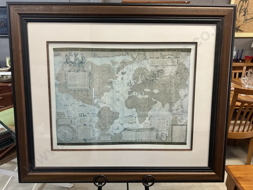 Large Framed Print Of Old Style Map With Historical Cartographic Details NOVA ET AVCTA ORBIS TERRAE DES CRIPTIO AD VSVM Image 1++