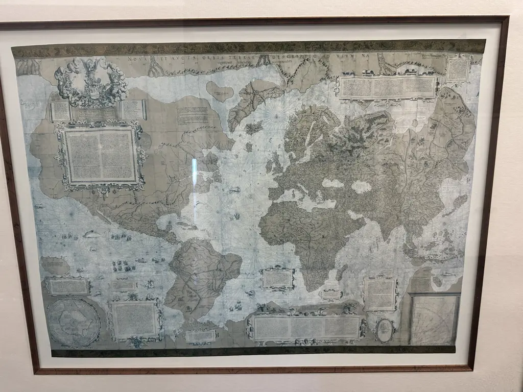 Large Framed Print Of Old Style Map With Historical Cartographic Details NOVA ET AVCTA ORBIS TERRAE DES CRIPTIO AD VSVM Image 1++