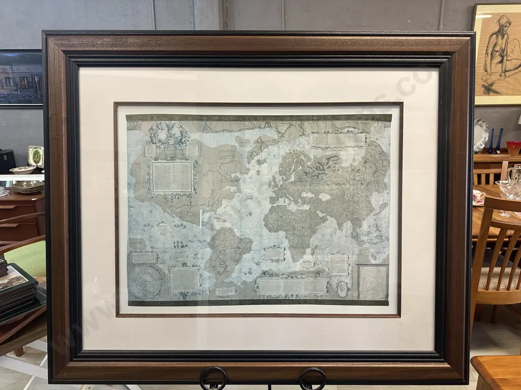 Large Framed Print Of Old Style Map With Historical Cartographic Details NOVA ET AVCTA ORBIS TERRAE DES CRIPTIO AD VSVM Image 1++