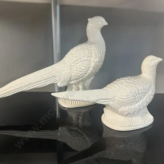 Kamalot Ceramics NZ White Pheasant Figurines 