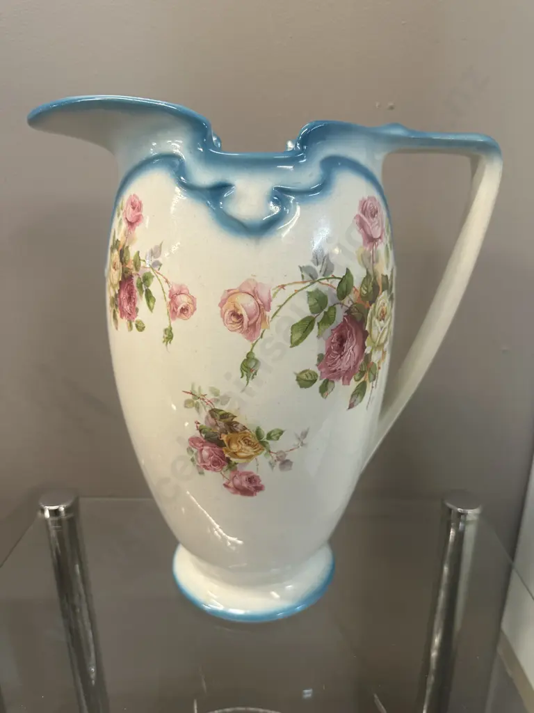 Burleigh Ware Pitcher White With Floral Detail H32cm #5887 Image 1++