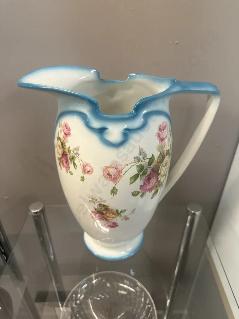 Burleigh Ware Pitcher White With Floral Detail H32cm #5887 Image 1++