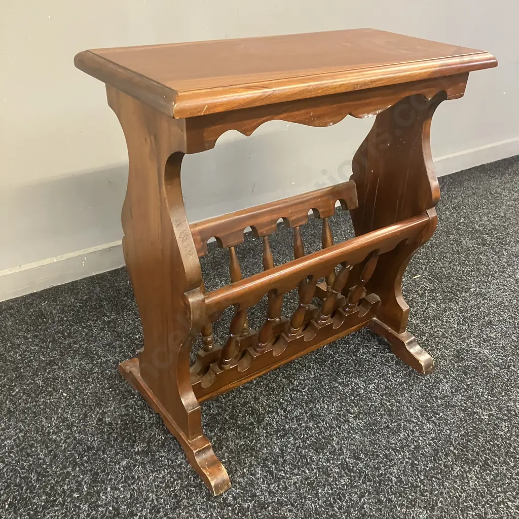 Carved Hardwood Ancient Mariner Magazine Rack / Side Table. Badged. H53 W50 D24cm Image 1++