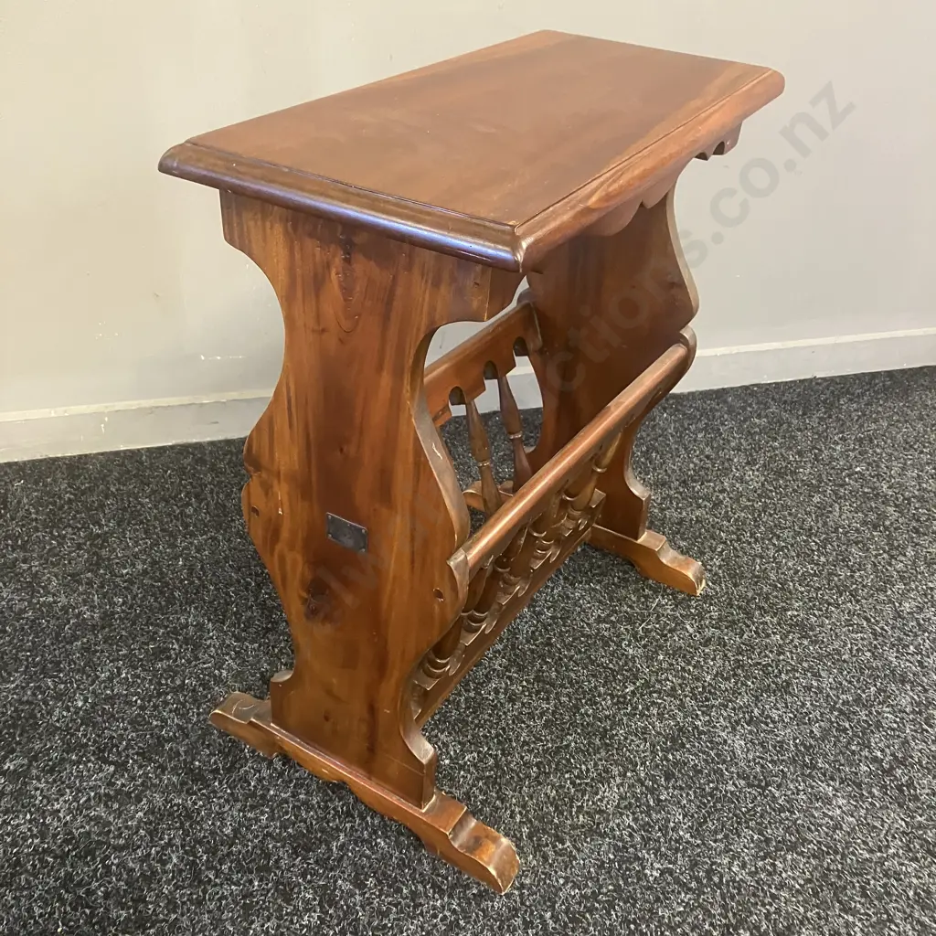 Carved Hardwood Ancient Mariner Magazine Rack / Side Table. Badged. H53 W50 D24cm Image 1++