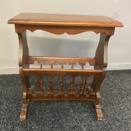 Carved Hardwood Ancient Mariner Magazine Rack / Side Table. Badged. H53 W50 D24cm