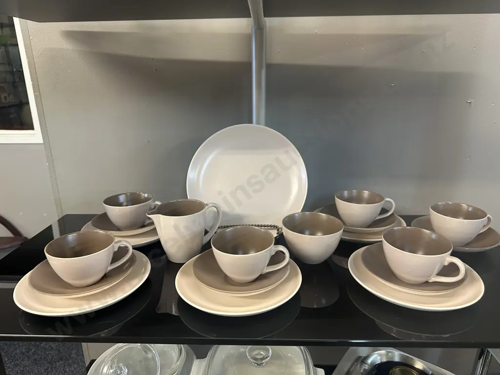 Poole Twintone Sepia & Mushroom Teaset Image 1++