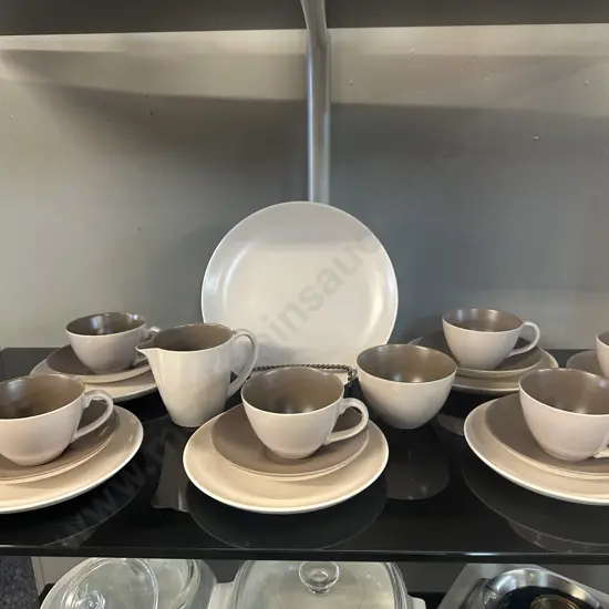 Poole Twintone Sepia & Mushroom Teaset