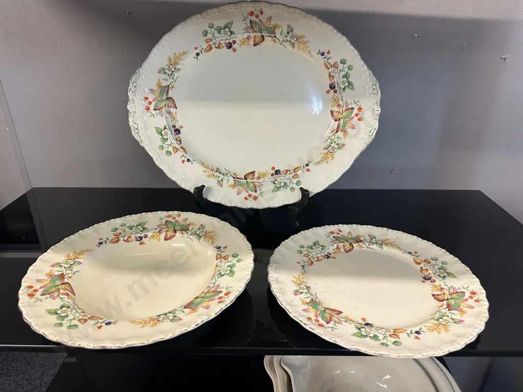 Antique Grindley 'Blossom' Serving Patter, Plate & Bowl Image 1++