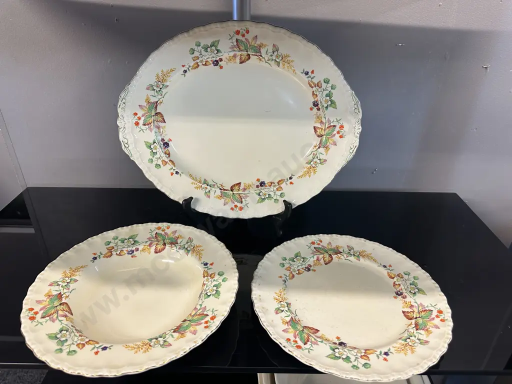 Antique Grindley 'Blossom' Serving Patter, Plate & Bowl Image 1++