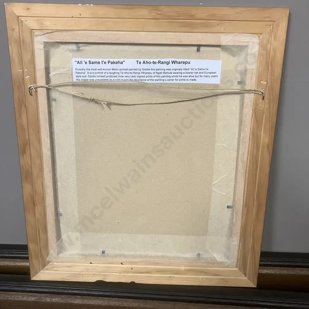 Wood Framed Artwork Te Aho o Te Rangi Wharepu - Ngati Mahuta. 39.5 x 44.5cm Image 1++